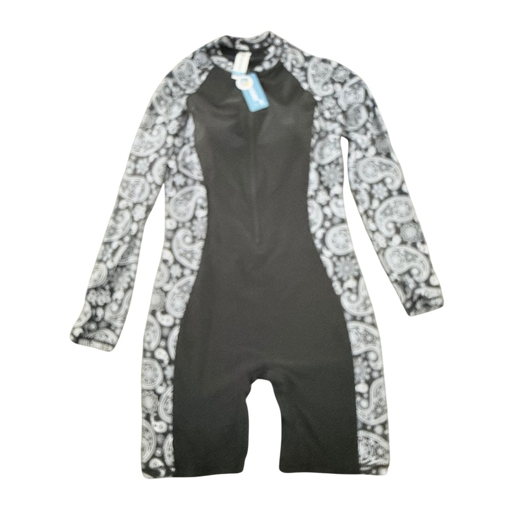 Halcurt Womens XL Rash Guard NWT - 1 Piece Swimsuit Long Sleeve Paisley UPF 50+